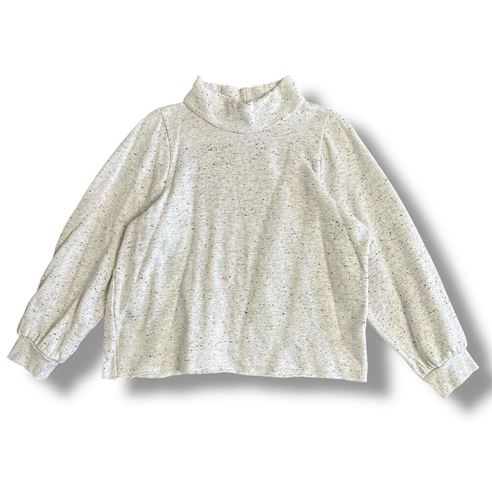 Madewell MWL Mock Neck Gray Speckled Fleece Sweatshirt Size‎ Large